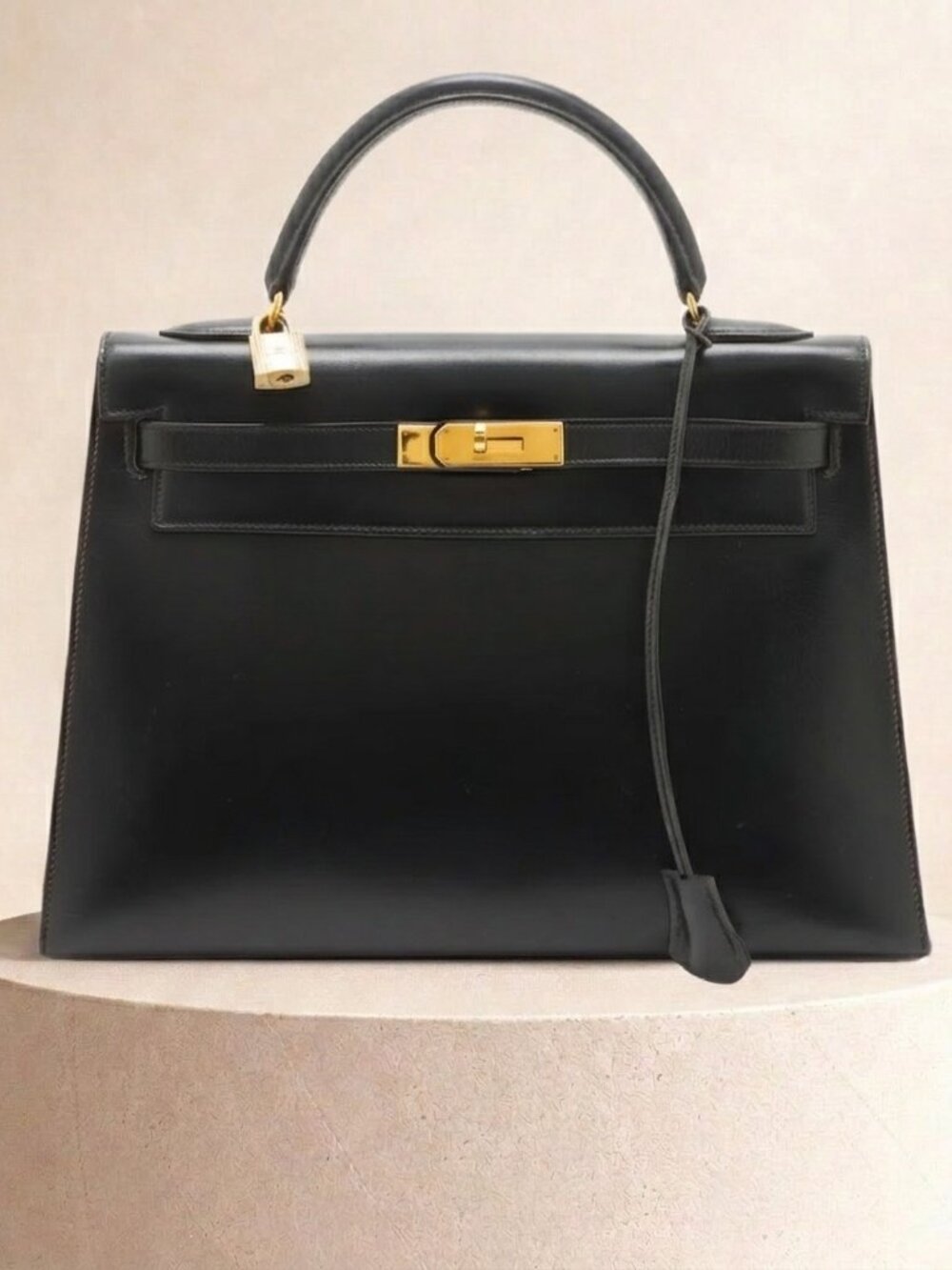 Hermes Kelly 32 Sellier Black Box Calf GHW